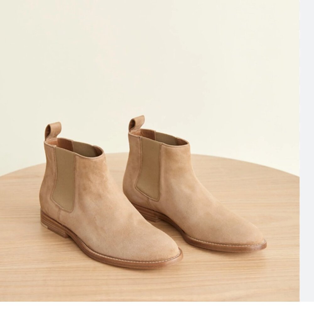 Jenni Kayne Suede Chelsea Boot In Dark Sand  Size 37